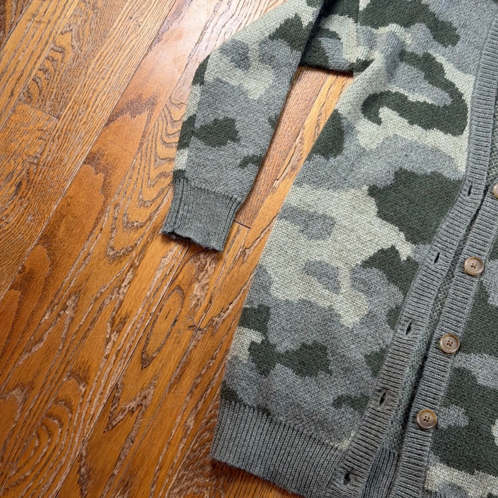 Lucky Brand Womens Camo Cardigan Sweater Button Front Longline Small Teacher - Picture 8 of 11